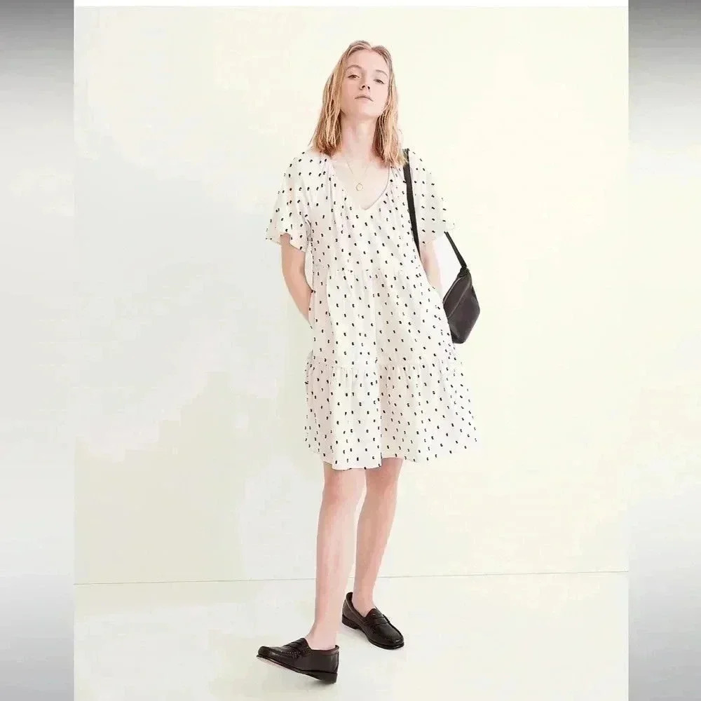 NWT Cotton-Linen Lorelei‎ Mini Dress in Clip Dot